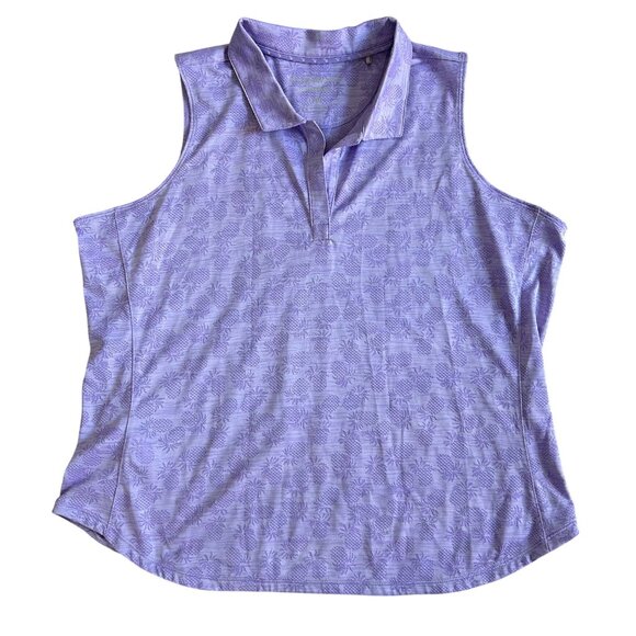 Tommy Bahama Womens XL IslandZone Sleeveless Polo Purple Pineapple Print - Picture 1 of 8